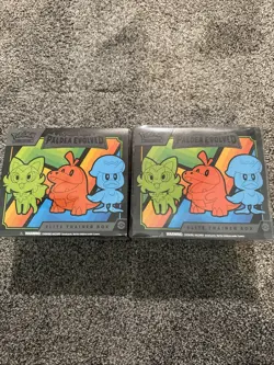 (2) Pokemon S&V Paldea Evolved Elite Trainer Box - Sealed In Acrylic cases - Image 1