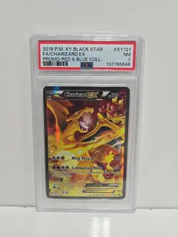 2016 Pokemon Xy Black Star Promo Charizard EX # XY121 Fa Red & Blue Coll. PSA 7 - Image 1