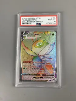 PSA 10 GEM MINT Celebi VMAX 199/198 Chilling Reign Rainbow Secret Rare Pokemon - Image 1