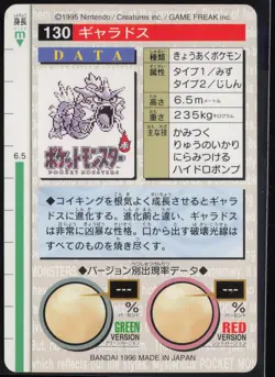 Gyarados No. 130 Green Bandai Carddass Series 1-2 G 1996 Pokemon Japanese NM - Image 3