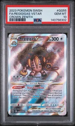 2023 POKEMON SWORD & SHIELD CROWN ZENITH #GG55 FULL ART/REGIGIGAS VSTAR PSA 10 - Image 1