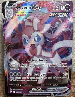 Pokemon TCG Sylveon VMAX Evolving Skies Holo Ultra Rare Card 075/203 NM Full Art - Image 1