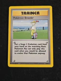 Pokemon Breeder Trainer Card 076/102 Base Set Regular Pokemon TCG LP - Image 1