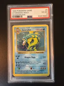 Pokemon Gyarados Holo Shadowless Rare TCG Base Set Card PSA 4 - Image 1
