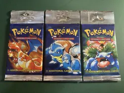 LIGHT WOTC Pokemon Base Set Booster Packs Long Stem Packs Full Artwork Set - Image 1