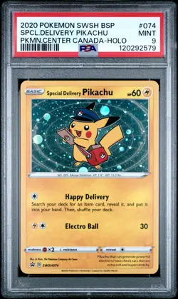 2020 POKEMON SWSH BLACK STAR PROMO #074 SPECIAL DELIVERY PIKACHU-HOLO PSA 9 - Image 1