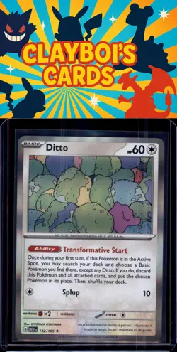 Ditto Holo Rare SV: Scarlet & Violet 151 Pokemon TCG 132/165 NM+ - Image 1
