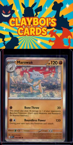 Marowak Holo Rare SV: Scarlet & Violet 151 Pokemon TCG 105/165 NM+ - Image 1