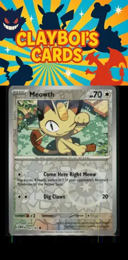 Meowth Reverse Holo Common SV: Scarlet & Violet 151 Pokemon TCG 052/165 NM+ - Image 1