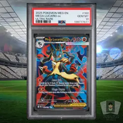 Mega Lucario EX Full Art 2025 Pokemon Mega Evolution MEG EN #160 PSA 10 GEM MINT - Image 1