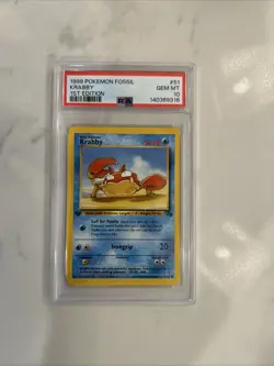 1999 Pokemon Fossil Krabby 1st Edition #51 PSA 10 - Image 3