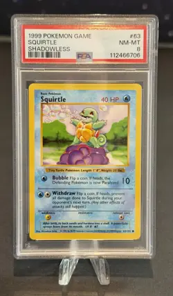 1999 Pokemon Game Base Shadowless English Card - PSA 8 - Squirtle #63/102 - Image 1