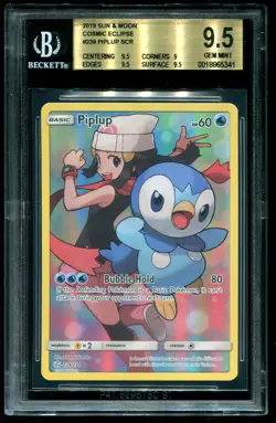 BGS 9.5 Piplup Full Art Secret Rare Cosmic Eclipse 2019 Pokemon Card #239 - Image 1