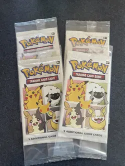 4 Pokemon 25th Anniversary 3 Card Packs A Pikachu Holo Foil Promo Card In Each - Image 1