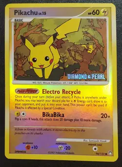 Pokemon Pikachu 94/123 Diamond & Pearl Reverse Holo Promo Card English 2007 - Image 3