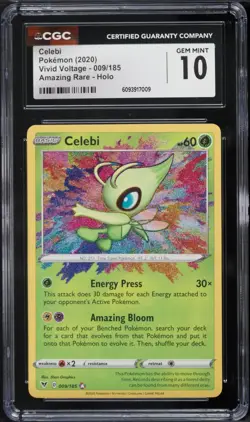 CGC 10 GEM MINT Celebi 2020 Vivid Voltage 009/185 Amazing Rare Pokemon Card - Image 1