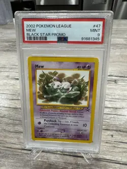 Pokemon PSA 9 MINT 2002 Mew Pokemon League #47 Black Star Promo Card - Image 1
