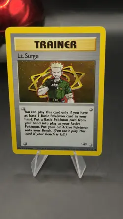 Pokemon TCG🌀Swirl Lt. Surge Gym Heroes Holo Card 17/132 1st Edition WOTC - Image 1