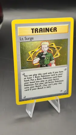 Pokemon TCG🌀Swirl Lt. Surge Gym Heroes Holo Card 17/132 1st Edition WOTC - Image 3