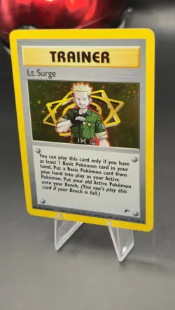 Pokemon TCG🌀Swirl Lt. Surge Gym Heroes Holo Card 17/132 1st Edition WOTC - Image 4