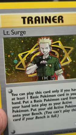 Pokemon TCG🌀Swirl Lt. Surge Gym Heroes Holo Card 17/132 1st Edition WOTC - Image 5