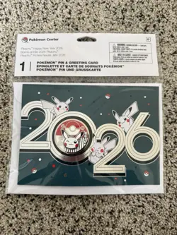 Pokemon Center Pikachu Happy New Year 2026 Pin & Greeting Card Set Pokemon - NEW - Image 1