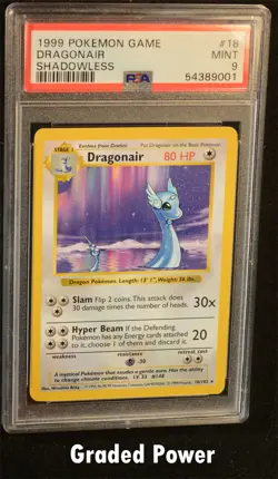 Pokemon Base Set Unlimited Shadowless Dragonair SHADOWLESS PSA 9 (9001) #18 - Image 1