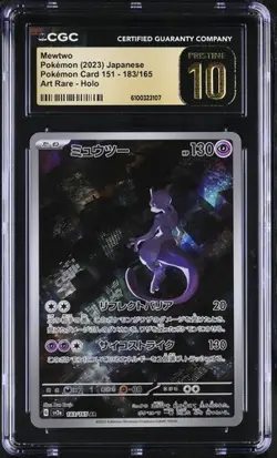 CGC 10 Pristine Mewtwo 183/165 Holo AR 151 sv2a Pokemon Card Japanese - Image 1