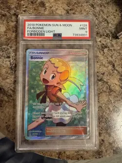 Bonnie Trainer 2018 Pokemon #128/131 PSA 9 MINT Forbidden Light FULL ART - Image 1