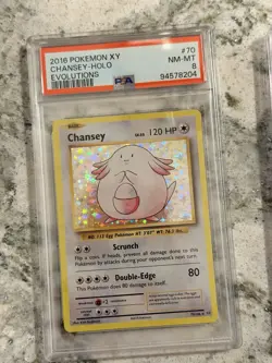Pokemon Chansey 70/108 Holo Foil XY Evolutions 2016 PSA 8 NM-MT - Image 1