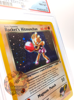 2000 POKEMON GYM HEROES #11 ROCKET'S HITMONCHAN HOLO-1ST EDITION [SWIRL] [PSA 8] - Image 2