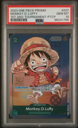 2023 ONE PIECE PROMOS 1ST ANV TOURNAMENT-PARTICIPATION MONKEY D. LUFFY PSA 10 - Image 1