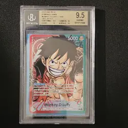 Monkey D Luffy 2022 One Piece Romance Dawn #OP01-003 Leader Alt Art BGS 9.5 - Image 1