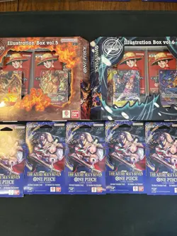 One Piece Illustration Box VOL 5 & 6 With 5 OP-14 Booster Sleeve Packs SEALED - Image 1