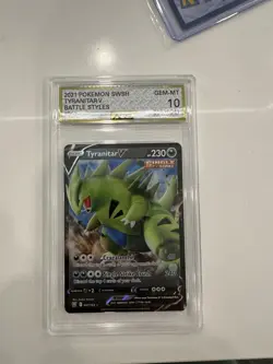 Pokemon Tyranitar v Fusion Strike Holo Ultra Rare Card AGS 10 - Image 1