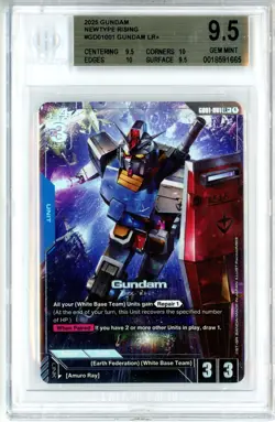 BGS GEM MINT 9.5 Gundam Card Game Gundam RX-78-2 GD01-001 LR+ Newtype Rising - Image 1
