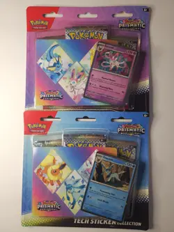 Pokemon TCG Prismatic Evolutions Tech Sticker Collection LOT OF 2 SEALED 6 Packs - Image 1