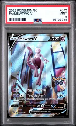 2022 POKEMON GO #072 FULL ART/MEWTWO V PSA 9 - Image 1