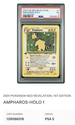 Pokemon TCG Ampharos Neo Revelation 1st Edition Holo Rare PSA 5 #1 Excellent - Image 1