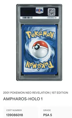 Pokemon TCG Ampharos Neo Revelation 1st Edition Holo Rare PSA 5 #1 Excellent - Image 2