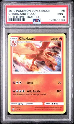 2019 POKEMON SUN & MOON DETECTIVE PIKACHU #5 CHARIZARD PSA 9 HOLO - Image 1