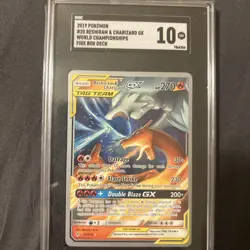 🔥2019 Pokemon World Championships Reshiram & Charizard GX #20/214 (SGC 10 GM) - Image 1