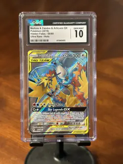 Pokemon Moltres & Zapdos & Articuno GX Full Art 66/68 Hidden Fates Holo CGC 10 - Image 1