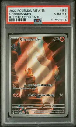2023 POKEMON MEW EN-151 ILLUSTRATION RARE #168 CHARMANDER PSA 10 - Image 1