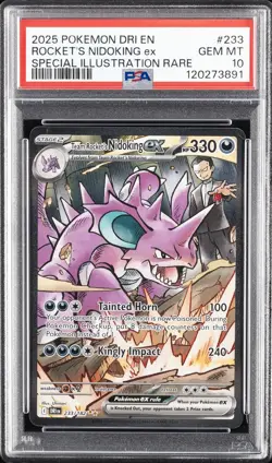 2025 POKEMON DRI EN-DESTINED RIVALS #233 TEAM ROCKET'S NIDOKING EX PSA 10 - Image 1