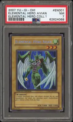 2007 YU-GI-OH! ELEMENTAL HERO COLLECTION 1 #EN001 ELEMENTAL HERO AVIAN PSA 7 - Image 1