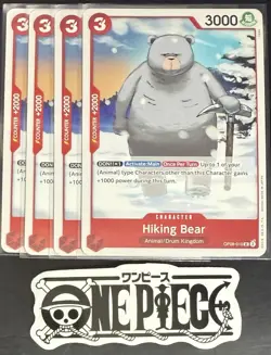 4x One Piece OP08-010 UC Hiking Bear - ENG - Regular - Play Set - TCG - NM/M - Image 1