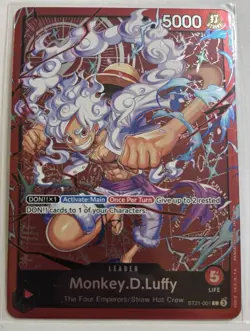 Monkey D.Luffy Gear 5 LEADER ALTERNATIVE ALT ART ST21-001 ONE PIECE NEAR MINT NM - Image 1