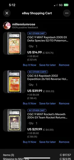 Pokemon Cards Collection Reserved 3 CGC Pokemon Cards - Image 1