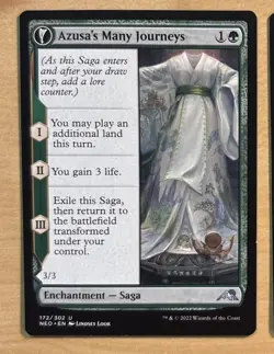 MTG Azusa’s Many Journeys/Likeness Of The Seeker Card, Kamigawa: Neon Dynasty - Image 1